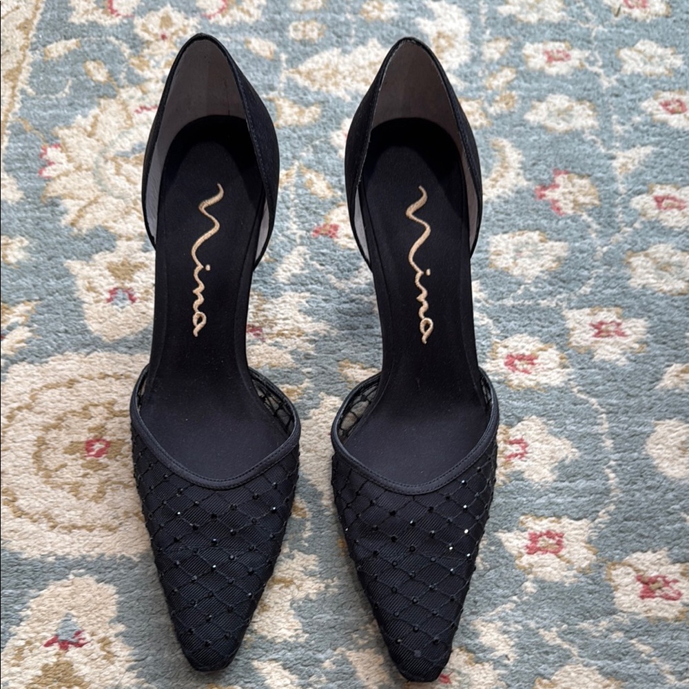 Nina Black d’Orsay Heels Elegant Pointed-Toe Design